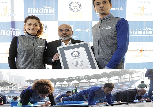 Saluting ISRO`s outstanding accomplishments, Bajaj Allianz Life Insurance sets yet another GUINNESS WORLD RECORDS title with its unique fitness initiative - Plankathon